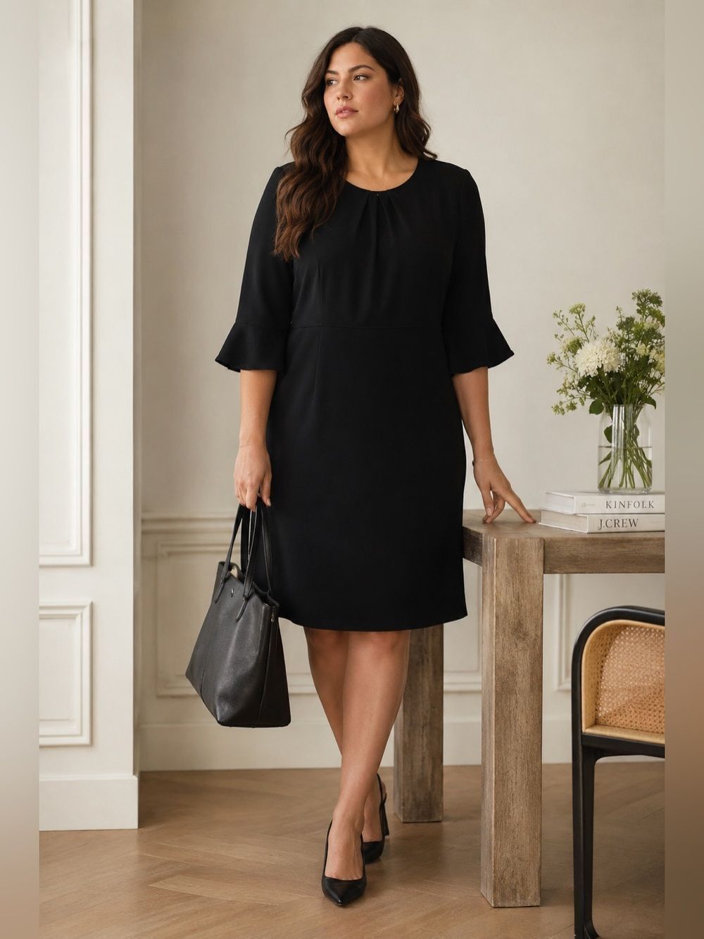 J.Crew Black Bell Sleeve Sheath Dress Women’s Size 16 Career Office Cocktail